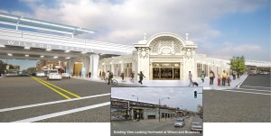 A rendering of what the station reconstruction will look like with a current view of the station inset.  Image source: http://www.transitchicago.com/wilson/
